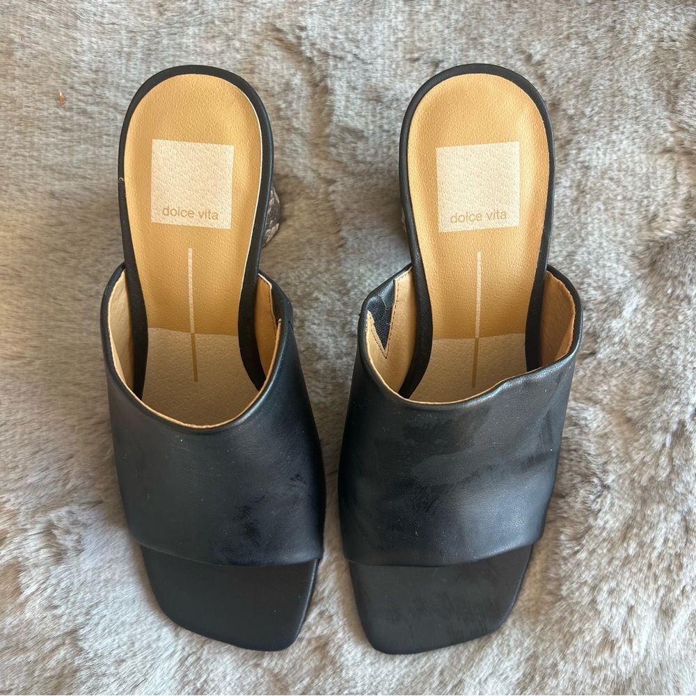 Dolce Vita Black Leather Mules